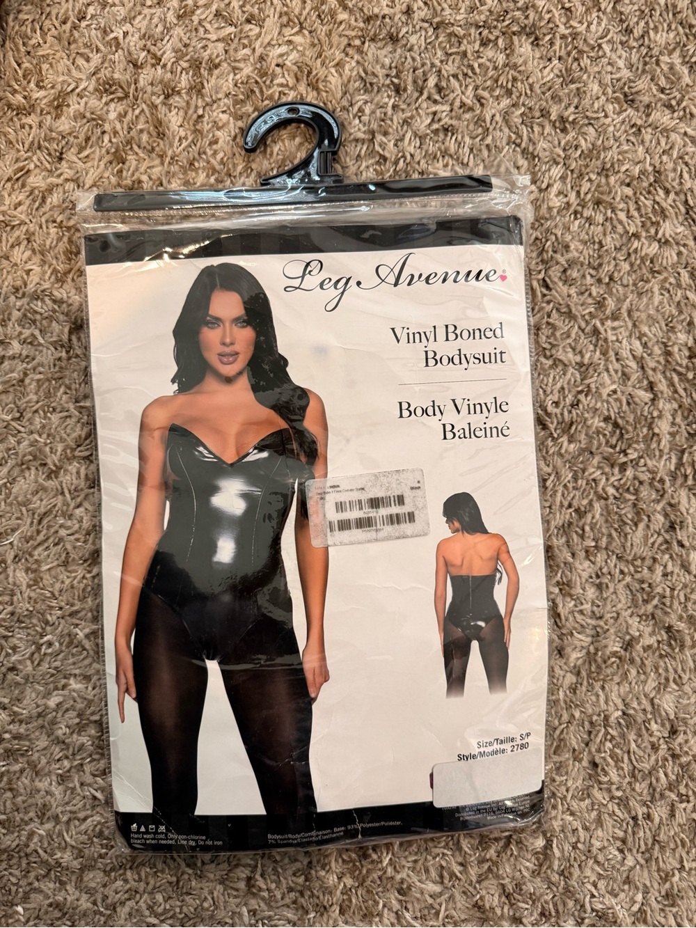 Leg Avenue Black Vinyl Boned Strapless Bodysuit